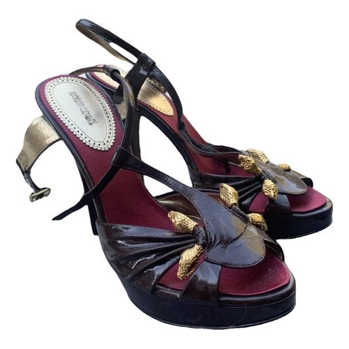 Pre-owned Roberto Cavalli Patent Leather Sandal In Burgundy