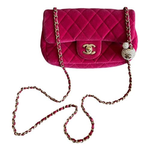 Pre-owned Chanel Timeless/classique Velvet Crossbody Bag In Pink
