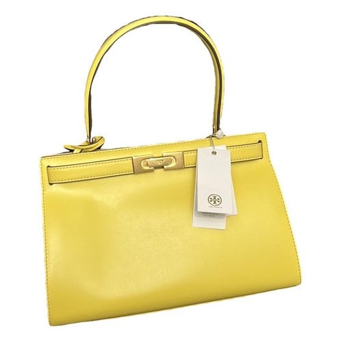Pre-owned Tory Burch Lee Radziwill Petite Leather Handbag In Yellow
