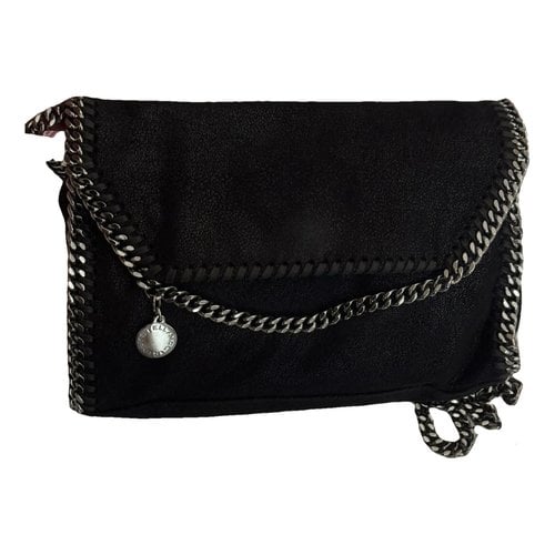 Pre-owned Stella Mccartney Falabella Vegan Leather Clutch Bag In Black