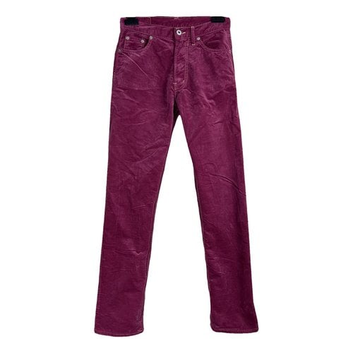 Pre-owned Replay Straight Pants In Burgundy