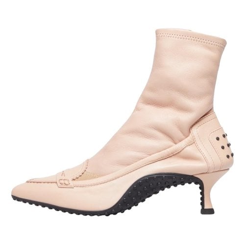Pre-owned Tod's Leather Boots In Pink