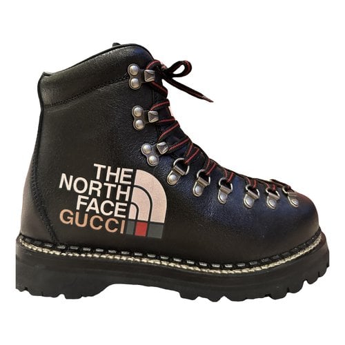 Pre-owned The North Face X Gucci Leather Boots In Black