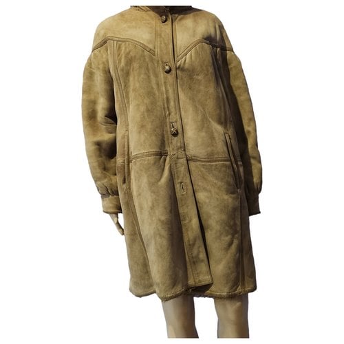 Pre-owned Mabrun Leather Coat In Camel