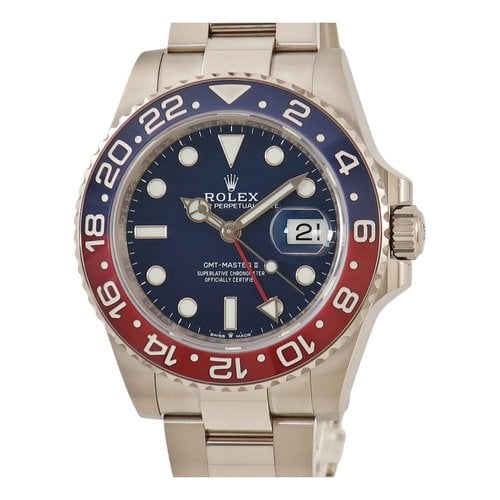 Pre-owned Rolex Gmt-master Ii White Gold Watch In Blue