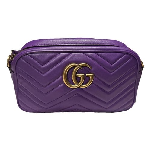 Pre-owned Gucci Gg Marmont Leather Crossbody Bag In Purple