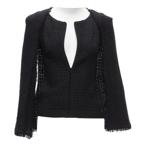 Pre-owned Chanel Tweed Cape In Black