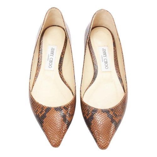 Pre-owned Jimmy Choo Leather Ballet Flats In Brown