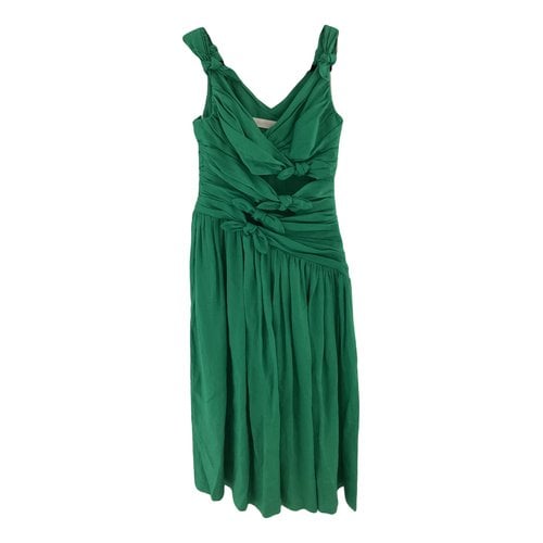 Pre-owned Zimmermann Linen Mid-length Dress In Green