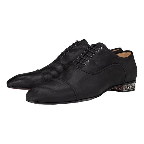 Pre-owned Christian Louboutin Cloth Lace Ups In Black