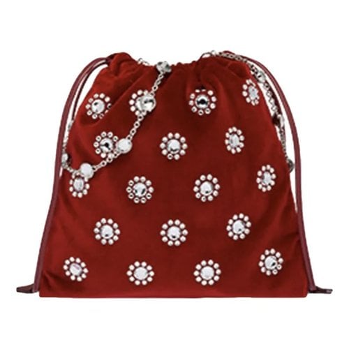 Pre-owned Miu Miu Miu Crystal Velvet Handbag In Red