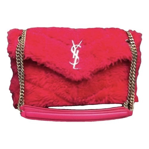 Pre-owned Saint Laurent Loulou Mongolian Lamb Handbag In Pink