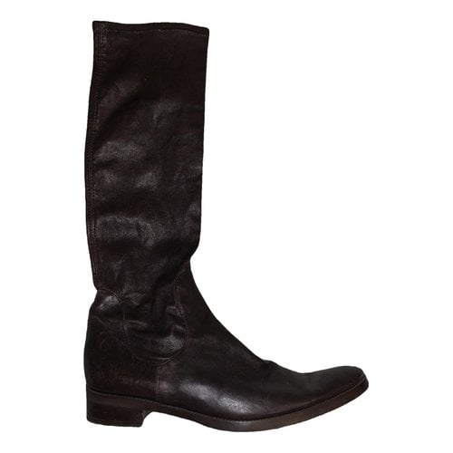 Pre-owned Parallele Leather Boots In Brown