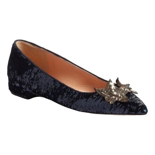 Pre-owned Jcrew Cloth Ballet Flats In Navy