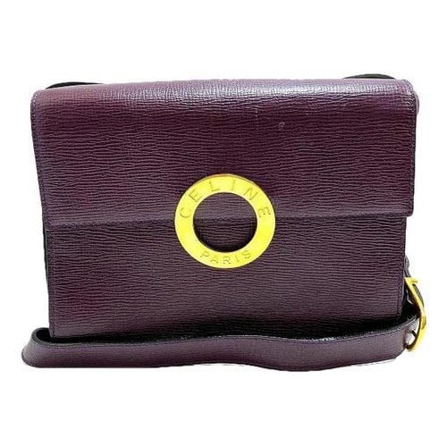 Pre-owned Celine Leather Handbag In Burgundy