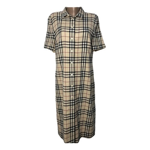Pre-owned Burberry Wool Maxi Dress In Multicolour