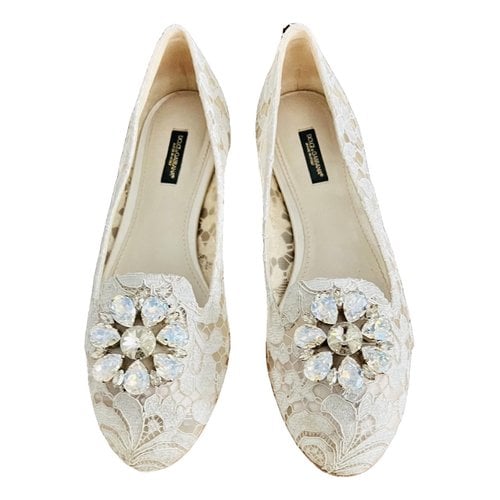 Pre-owned Dolce & Gabbana Cloth Ballet Flats In White