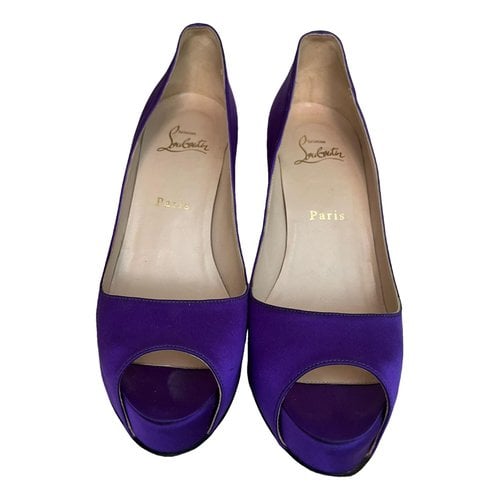Pre-owned Christian Louboutin Lady Peep Cloth Heels In Purple