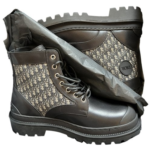 Pre-owned Dior Explorer Leather Boots In Black