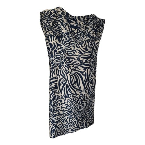 Pre-owned Ann Taylor Silk Mid-length Dress In Navy