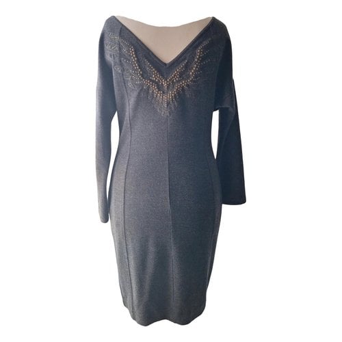 Pre-owned Ikks Wool Mini Dress In Anthracite