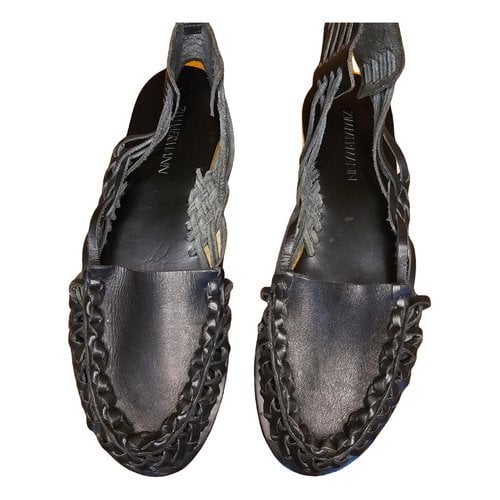 Pre-owned Zimmermann Leather Espadrilles In Black