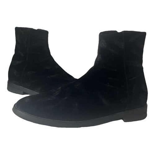 Pre-owned Ann Demeulemeester Velvet Boots In Black