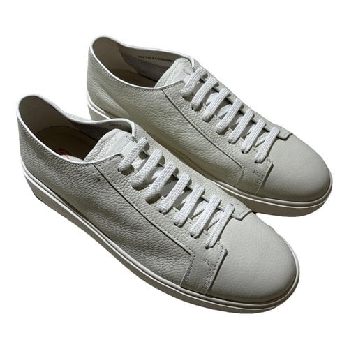 Pre-owned Santoni Leather Low Trainers In White