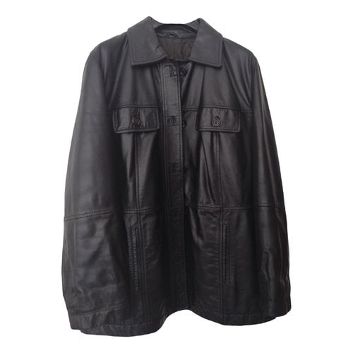 Pre-owned Marella Leather Biker Jacket In Black