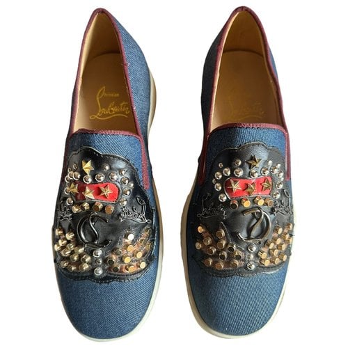 Pre-owned Christian Louboutin Cloth Flats In Blue