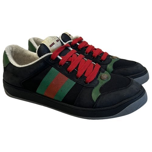 Pre-owned Gucci Web Low Trainers In Black