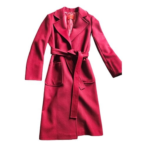 Pre-owned Max & Co Wool Trench Coat In Burgundy