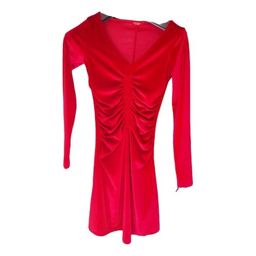 Pre-owned Guess Velvet Mini Dress In Red