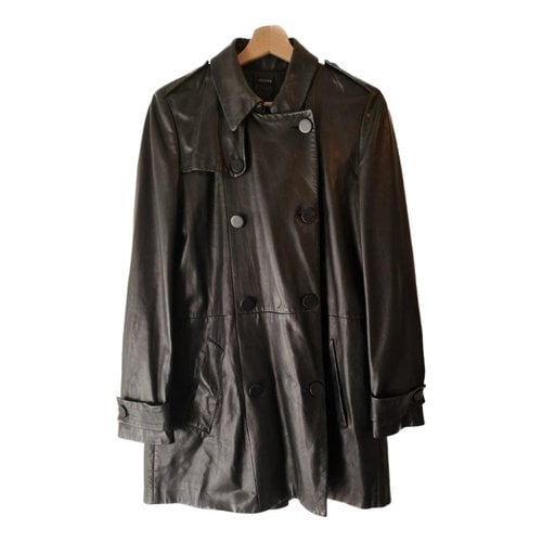 Pre-owned Joseph Leather Coat In Black