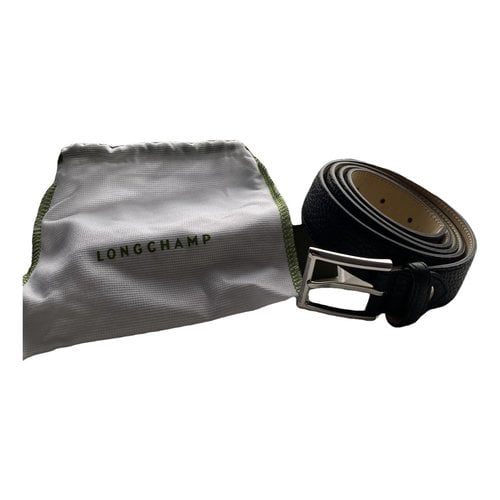 Pre-owned Longchamp Leather Belt In Black