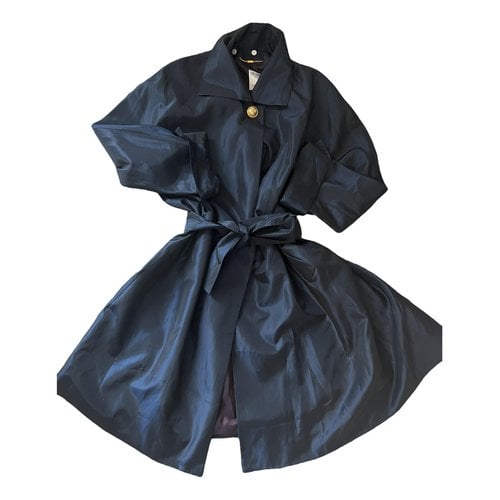Pre-owned Celine Trench Coat In Blue