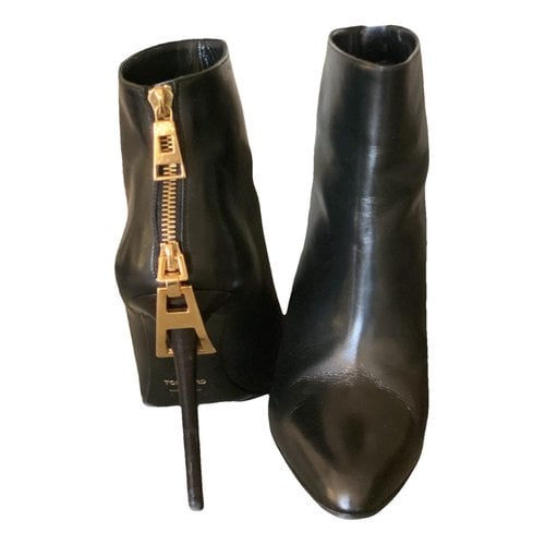 Pre-owned Tom Ford Leather Ankle Boots In Black