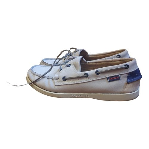 Pre-owned Sebago Leather Flats In White