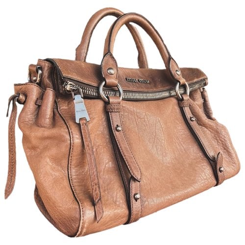 Pre-owned Miu Miu Bow Bag Leather Handbag In Brown