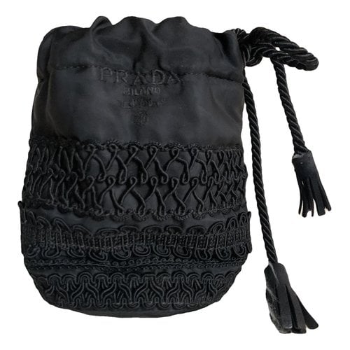 Pre-owned Prada Tessuto Cloth Clutch Bag In Black