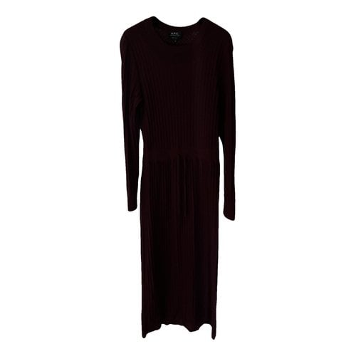Pre-owned Apc Wool Mid-length Dress In Burgundy
