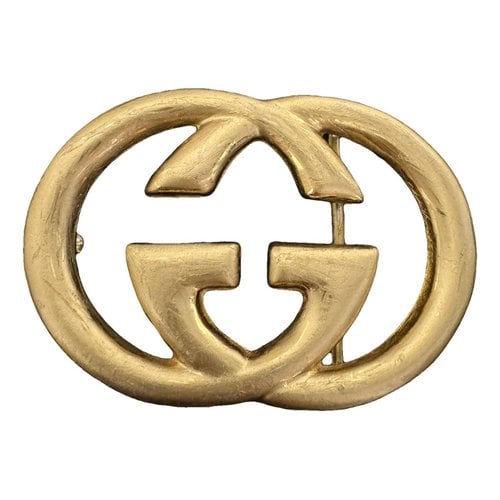 Pre-owned Gucci Interlocking Buckle Belt In Gold