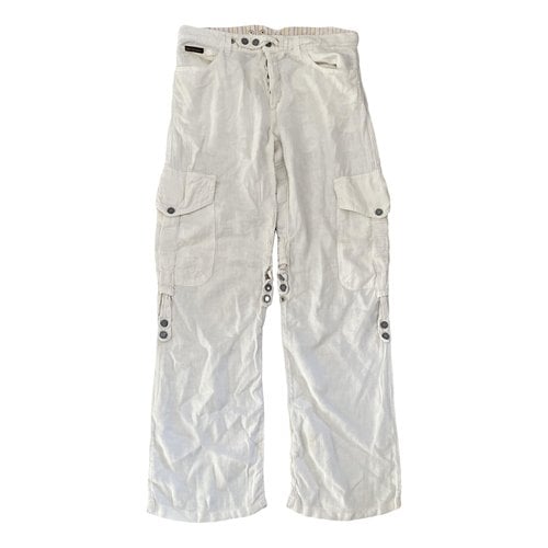 Pre-owned D&g Linen Trousers In White
