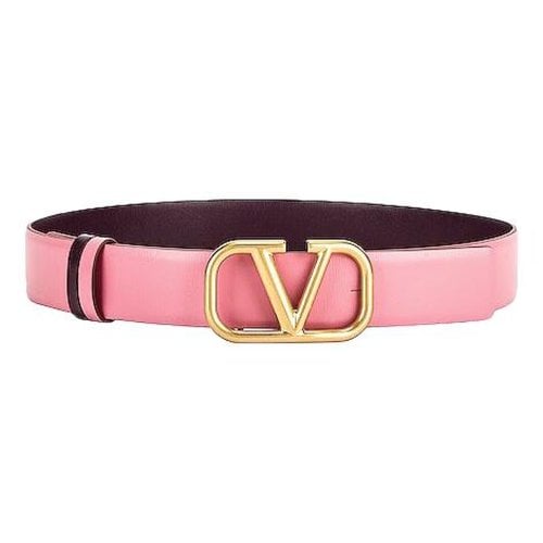 Pre-owned Valentino Garavani Vlogo Leather Belt In Pink