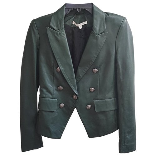 Pre-owned Veronica Beard Leather Blazer In Green