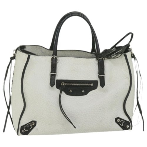 Pre-owned Balenciaga Papier Leather Handbag In White