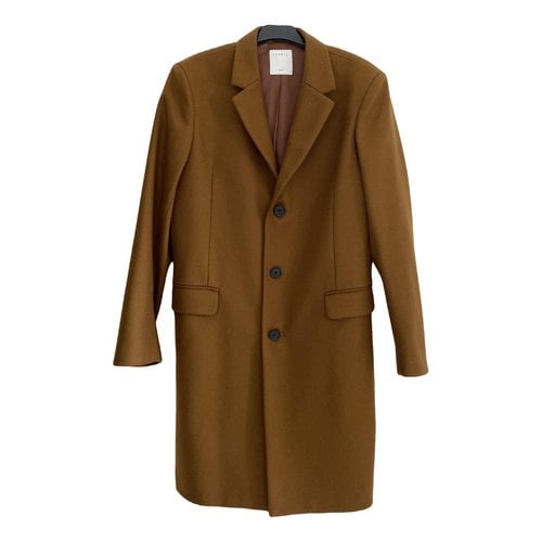 Pre-owned Sandro Cashmere Coat In Camel