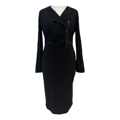 Pre-owned Max Mara Wool Mid-length Dress In Black