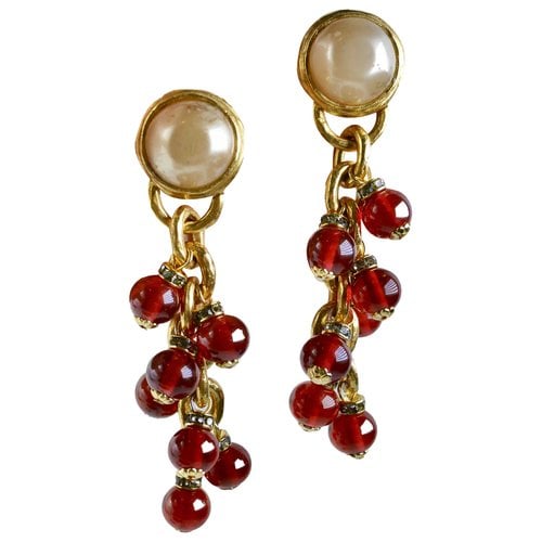 Pre-owned Chanel Gripoix Earrings In Red
