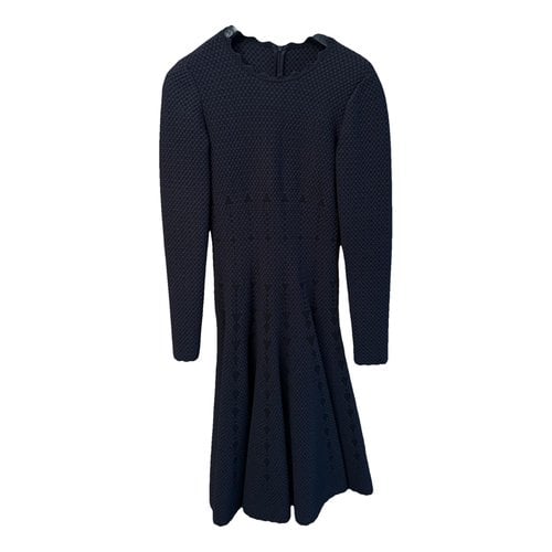 Pre-owned Alaïa Wool Mini Dress In Blue